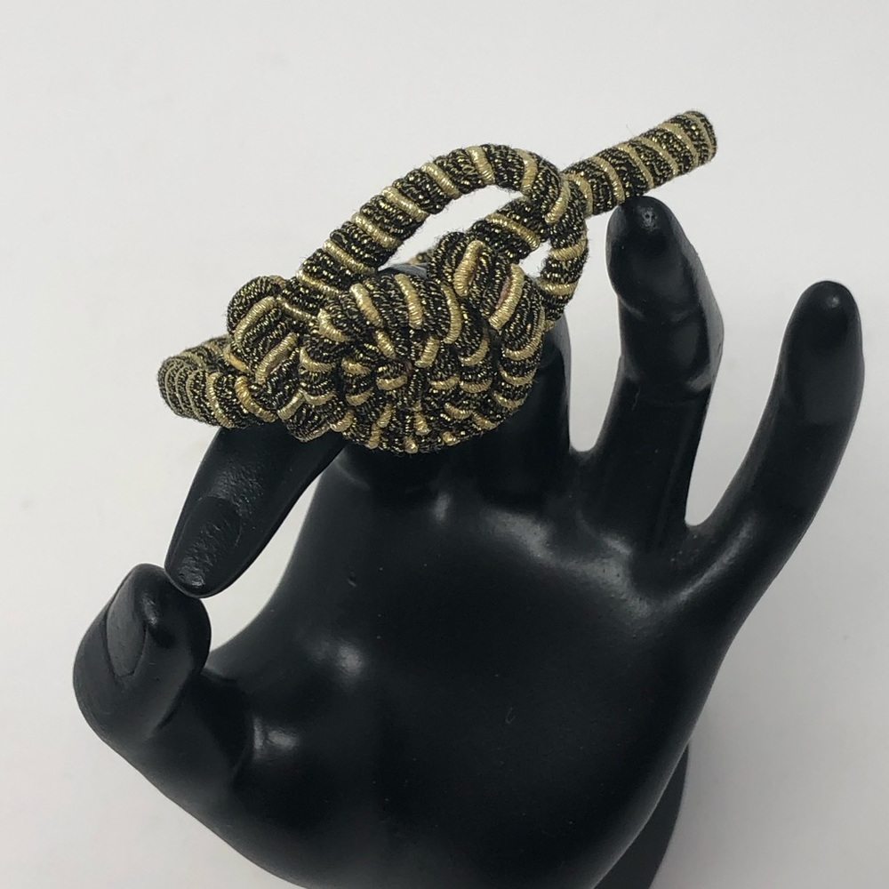 Gold/Black Macrame Love Knot Slip on Bracelet